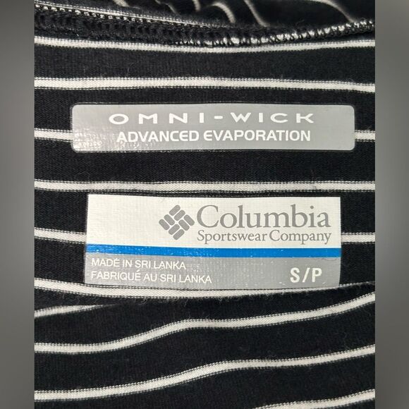 Columbia Cotton Jersey Stretch Black White Stripe Cap Sleeve Sheath Dress Small - Picture 7 of 7
